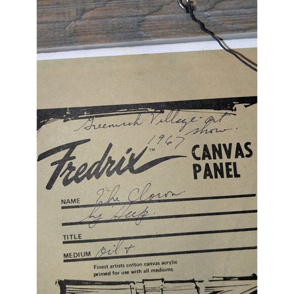 Oil Painting "The Clown" Heep Rustic Wood Frame Greenwich Village 1967 moody sad - Picture 7 of 16